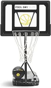 POOL BOY SPORTS - All-in-One Pool Basketball Hoop - Includes Premium Basketball, Air Pump, & Tools - Matte Black Heavy Duty Set - Adjustable Poolside Basketball Goal - Made for Kids, Teens, & Adults