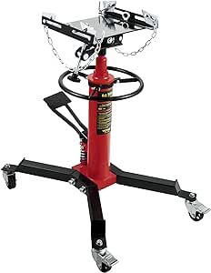 VEVOR Transmission Jack, 1322 LBS (3/5 Ton) Capacity 2-Stage Hydraulic Telescopic Jack, Floor Jack Stand with Foot Pedal and 360° Swivel Wheel, 33-1/2"-67" Lifting Range Garage/Shop Lift Hoist, Red