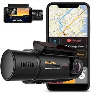 RexingUSA V3 Dual Dash Cam for Car Front and Cabin with WiFi, GPS, Night Vision, 1080p FHD Recording, Supercapacitor, IR Lights, 2.7" LCD Screen, Parking Monitor - Ideal for Taxis, Rideshare Drivers